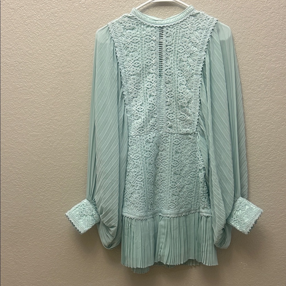 Fate Lace Detail Blouse in Soft Blue